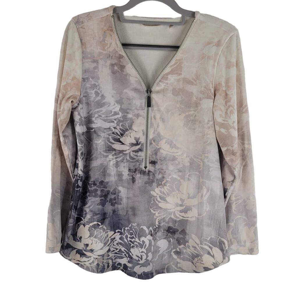 Soft Surroundings Floral 1/4 Zip Lightweight Pullover Women's Sweater XS